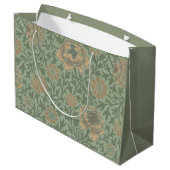 William Morris Grafton Blummenmuster Salbeigrün Große Geschenktüte (Rückseite Schrägansicht)