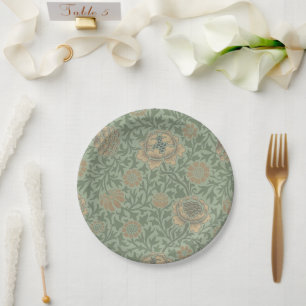 William Morris Grafton Blummenmuster Salbeigrün Pappteller
