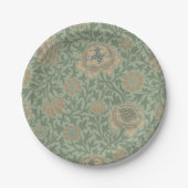 William Morris Grafton Blummenmuster Salbeigrün Pappteller (Vorderseite)