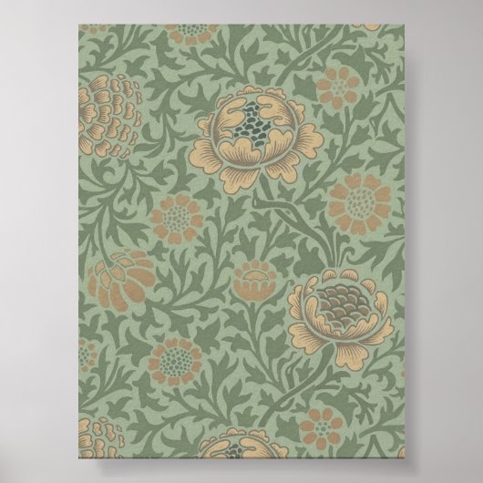 William Morris Grafton Blummenmuster Salbeigrün Poster (Vorne)