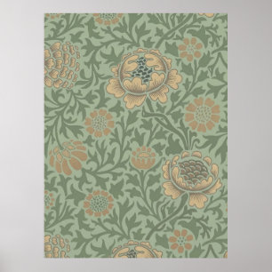 William Morris Grafton Blummenmuster Salbeigrün Poster