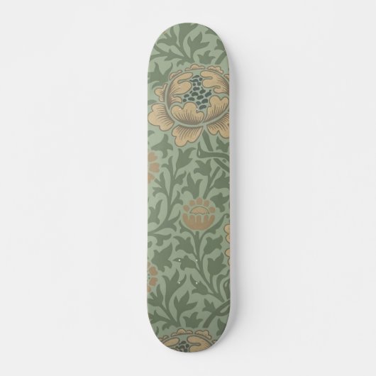William Morris Grafton Blummenmuster Salbeigrün Skateboard (Vorne)