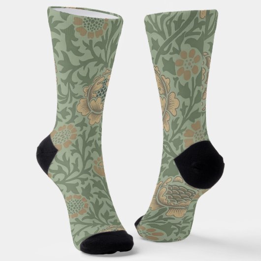 William Morris Grafton Blummenmuster Salbeigrün Socken (Gewinkelt)