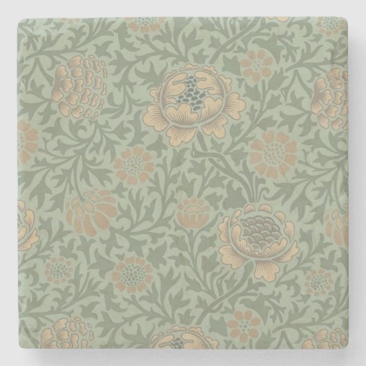 William Morris Grafton Blummenmuster Salbeigrün Steinuntersetzer (Vorderseite)