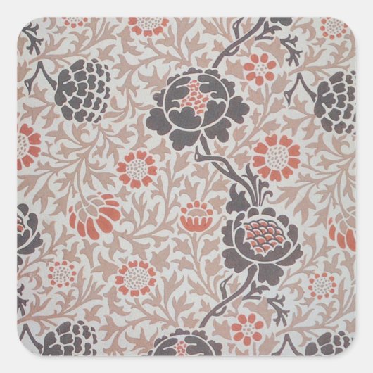 William Morris Grafton Botanic Art Design Quadratischer Aufkleber (Vorderseite)
