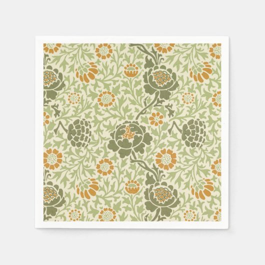 William Morris Grafton Sage Grünes Blumenmuster Serviette (Vorderseite)