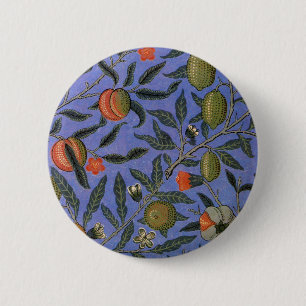 William Morris Granatapfel Blaue Farbige Tapete Button