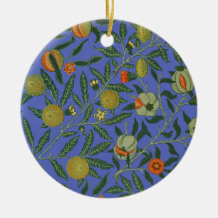 William Morris Granatapfel Blaue Farbige Tapete Keramik Ornament