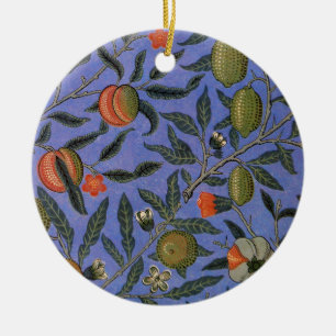 William Morris Granatapfel Blaue Farbige Tapete Keramikornament