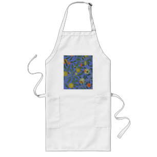 William Morris Granatapfel Blaue Farbige Tapete Lange Schürze