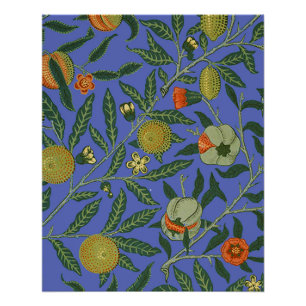William Morris Granatapfel Blaue Farbige Tapete Poster