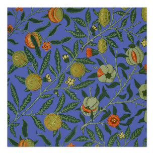 William Morris Granatapfel Blaue Farbige Tapete Poster