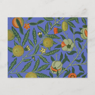William Morris Granatapfel Blaue Farbige Tapete Postkarte