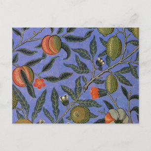 William Morris Granatapfel Blaue Farbige Tapete Postkarte