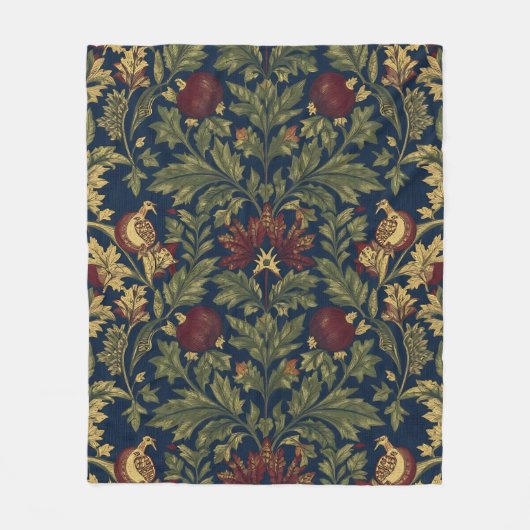 William Morris Granatapfel Blumen Navy Muster Fleecedecke (Vorderseite)