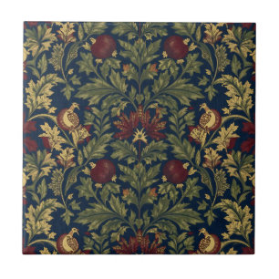 William Morris Granatapfel Blumen Navy Muster Fliese