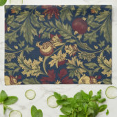 William Morris Granatapfel-Blumen Navy Muster Geschirrtuch (Gefaltet)