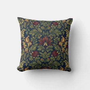 William Morris Granatapfel Blumen Navy Muster Kissen