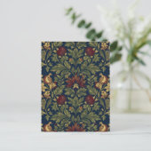 William Morris Granatapfel Blumen Navy Muster Postkarte (Stehend Vorderseite)