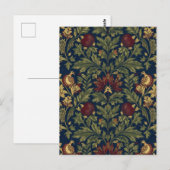 William Morris Granatapfel Blumen Navy Muster Postkarte (Vorne/Hinten)