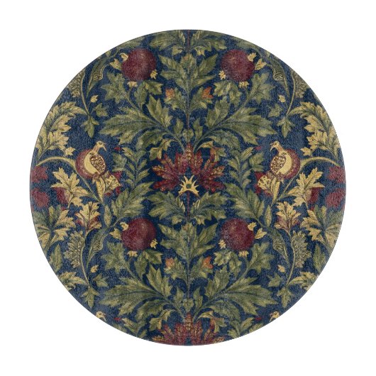 William Morris Granatapfel Blumen Navy Muster Schneidebrett (Vorderseite)