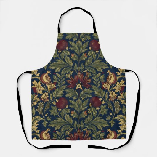William Morris Granatapfel-Blumen Navy Muster Schürze (Vorderseite)