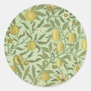 William Morris Granatapfel-Frucht-Design Runder Aufkleber