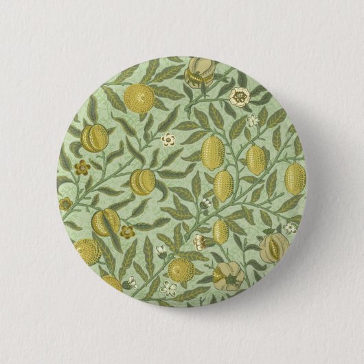 William Morris-Granatapfel-Frucht-Entwurf Button (Vorderseite)