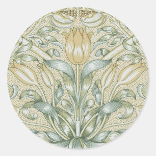 William Morris Granatapfel-Muster Antike Lilie Runder Aufkleber