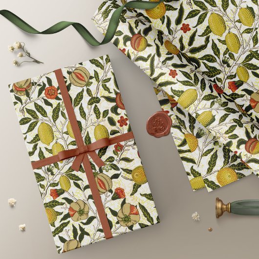 William Morris Granatäpfel Zitronen Früchte Muster Geschenkpapier