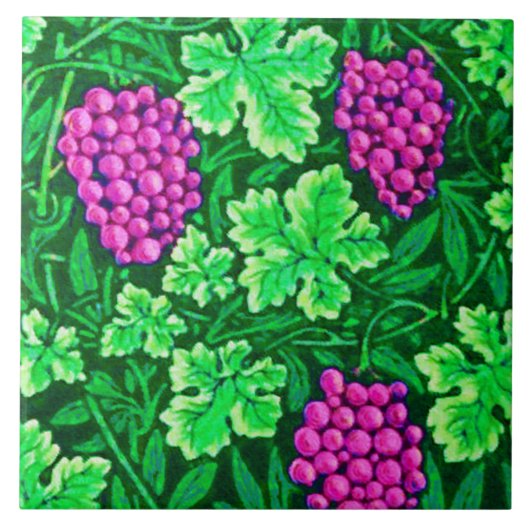 William Morris Grapevine, Magenta und Green Fliese (Vorderseite)