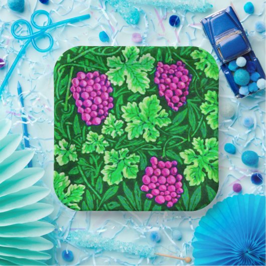 William Morris Grapevine, Magenta und Green Pappteller (Party)