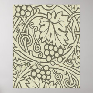 William Morris grau grüne Weinreben Muster Poster