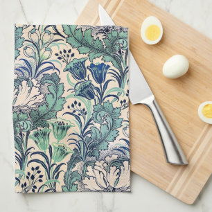 William Morris Green Aquamarin Creme Floral Patter Geschirrtuch
