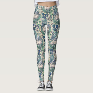 William Morris Green Aquamarin Creme Floral Patter Leggings
