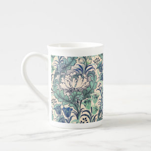 William Morris Green Aquamarin Creme Floral Patter Porzellantasse