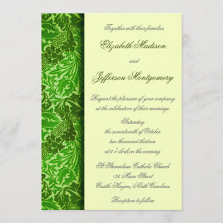 William Morris Green Blätter Wedding Invitation Einladung