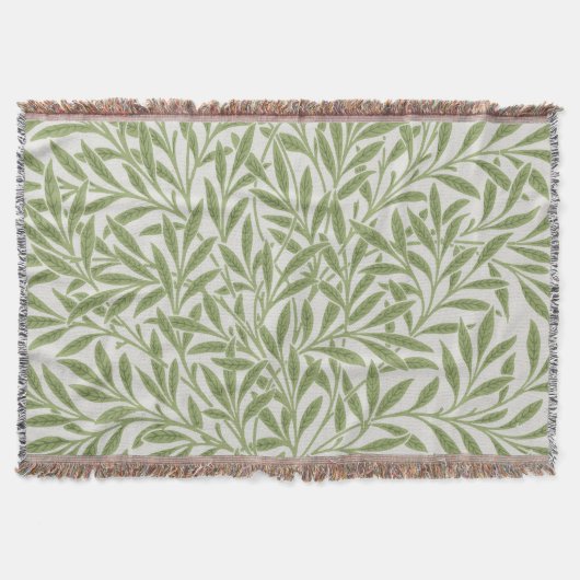 William Morris Green Floral Botanical Pattern Decke (Vorderseite)
