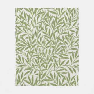 William Morris Green Floral Botanical Pattern Fleecedecke