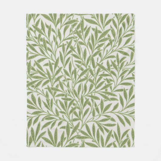 William Morris Green Floral Botanical Pattern Fleecedecke (Vorderseite)