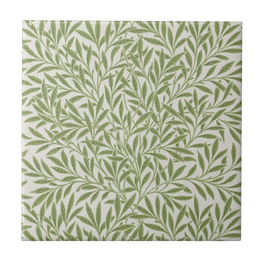 William Morris Green Floral Botanical Pattern Fliese (Vorderseite)