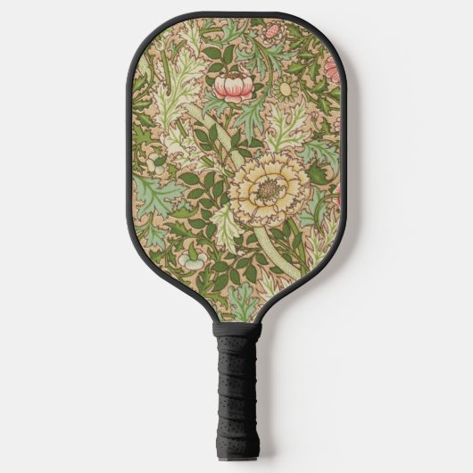 William Morris Green Floral Pickleball Schläger (Vorderseite)