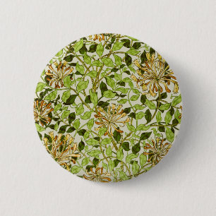 William Morris Green Honeysuckle Blumen-Wallpaper Button