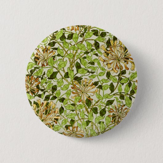 William Morris Green Honeysuckle Blumen-Wallpaper Button (Vorderseite)