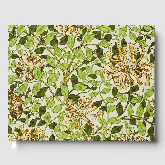 William Morris Green Honeysuckle Blumen-Wallpaper Gästebuch (Vorderseite)