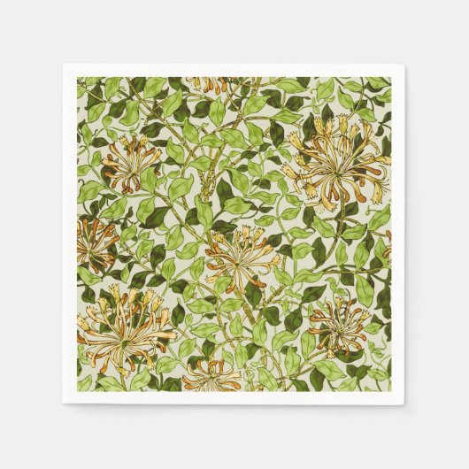 William Morris Green Honeysuckle Blumen-Wallpaper Serviette (Vorderseite)