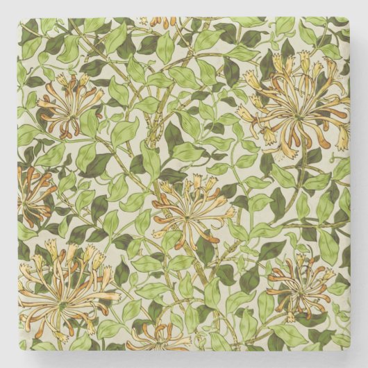 William Morris Green Honeysuckle Blumen-Wallpaper Steinuntersetzer (Vorderseite)