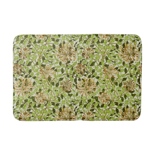 William Morris Green Honeysuckle Blumenwallpaper Badematte (Vorderseite)