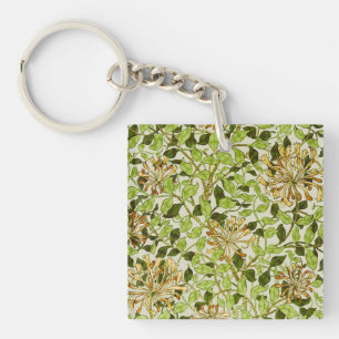 William Morris Green Honeysuckle Blumenwallpaper Schlüsselanhänger