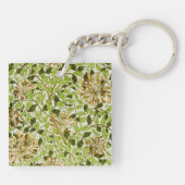 William Morris Green Honeysuckle Blumenwallpaper Schlüsselanhänger (Rückseite)
